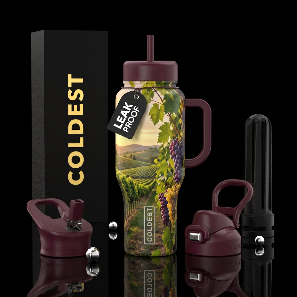 Vineyards realistic water bottle design