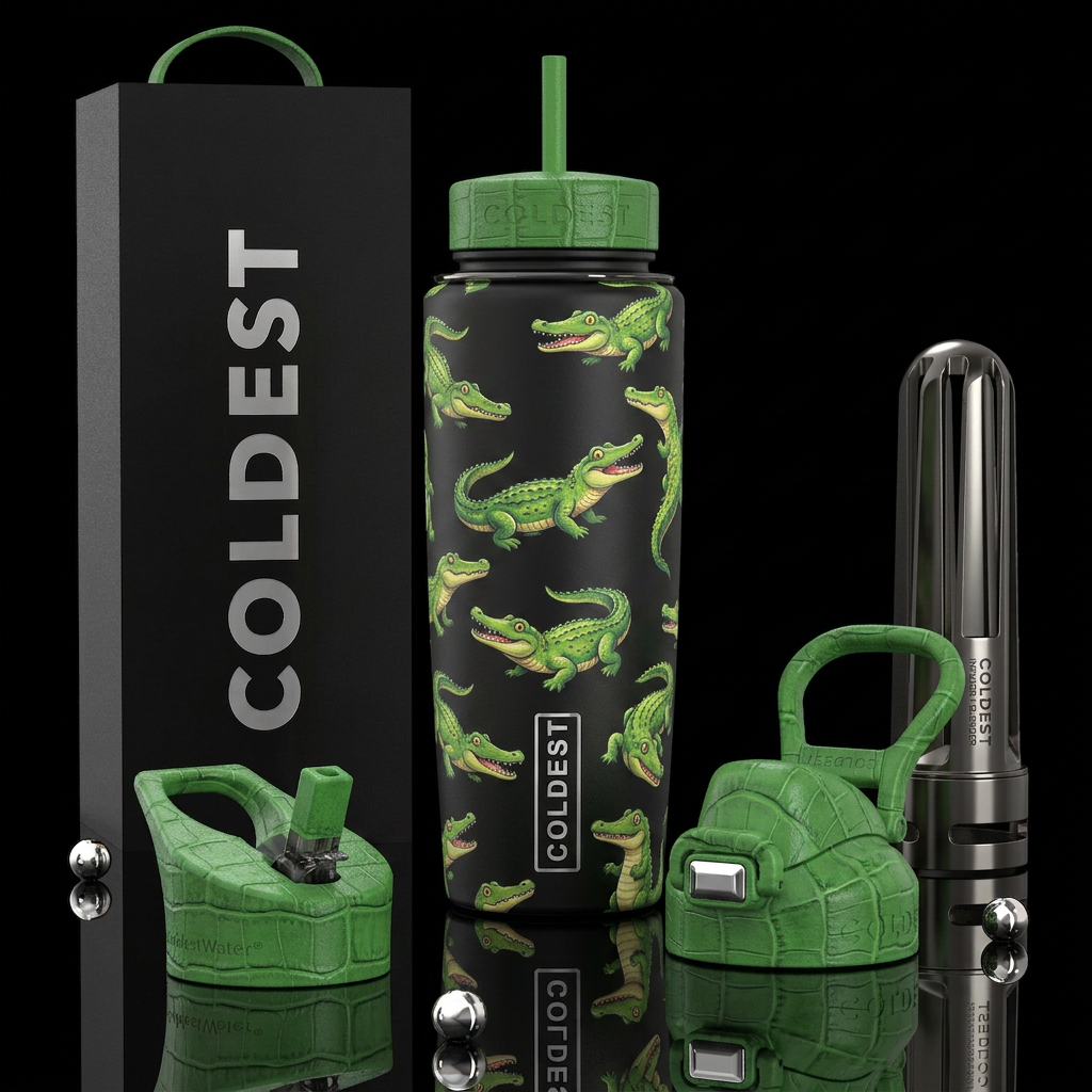 Baby alligators water bottle design