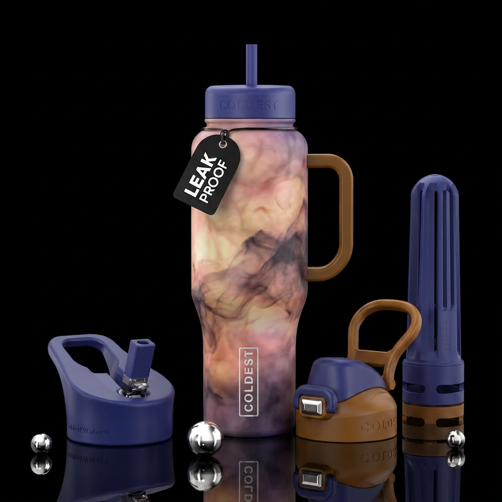 Smoky, hazy sunrise water bottle design