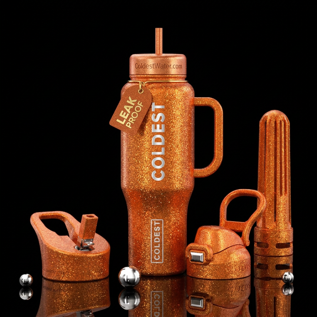 Just sparkly orange water bottle design