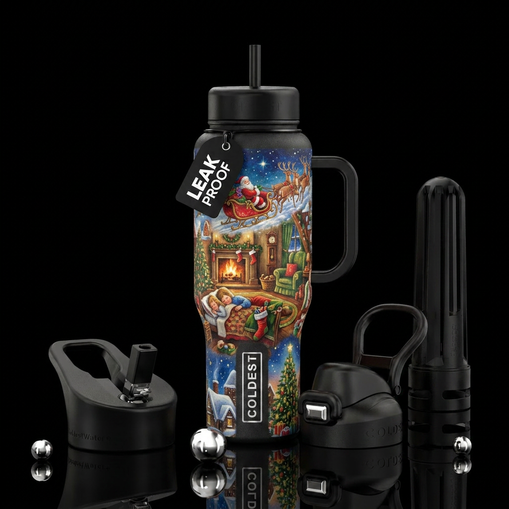 Twas the night before Christmas water bottle design