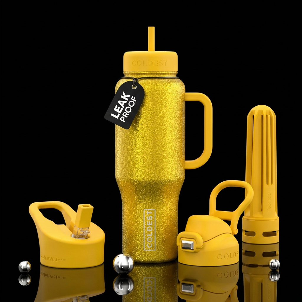 Just sparkly yellow water bottle design