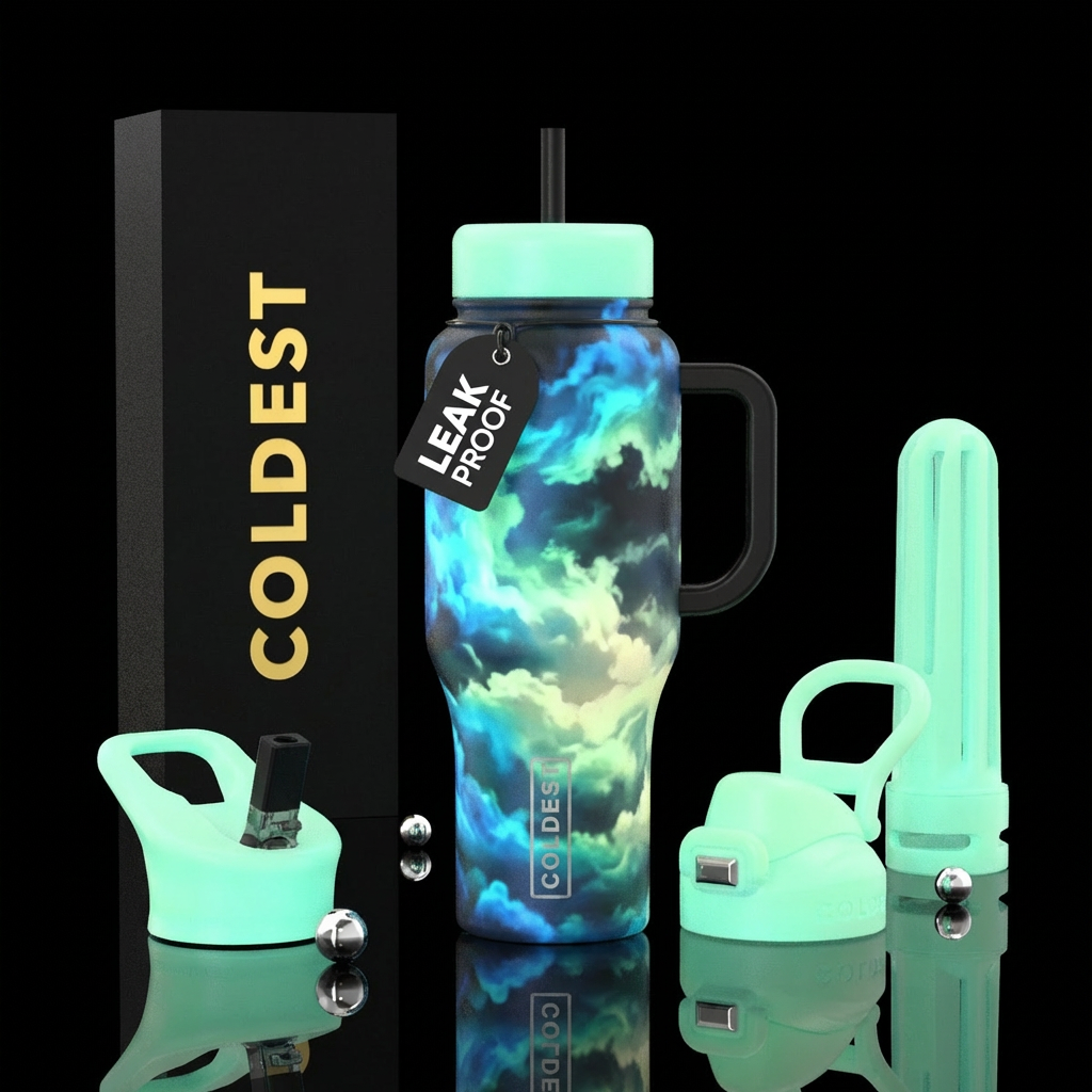 Glowie storm clouds water bottle design