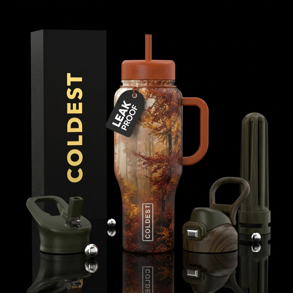 Autumn woods water bottle design