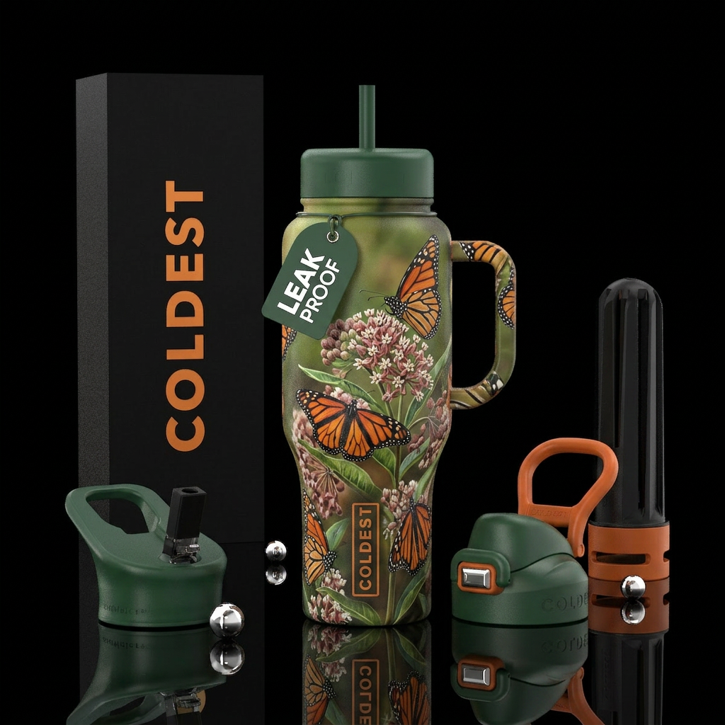 Save the Monarchs water bottle design