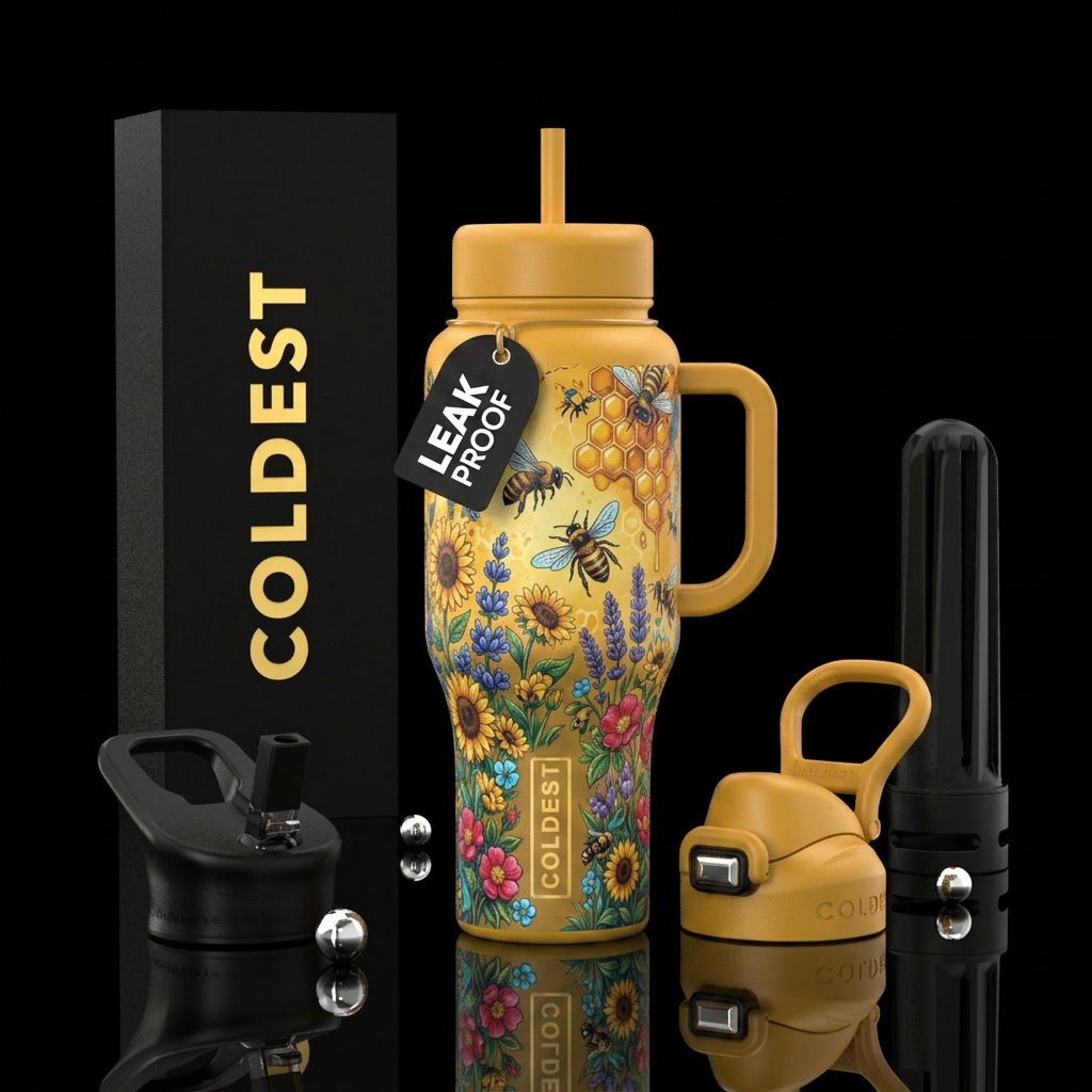 Save the bees water bottle design