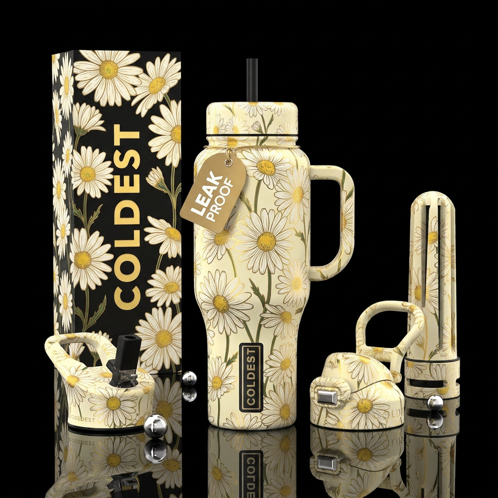 Daisies water bottle design