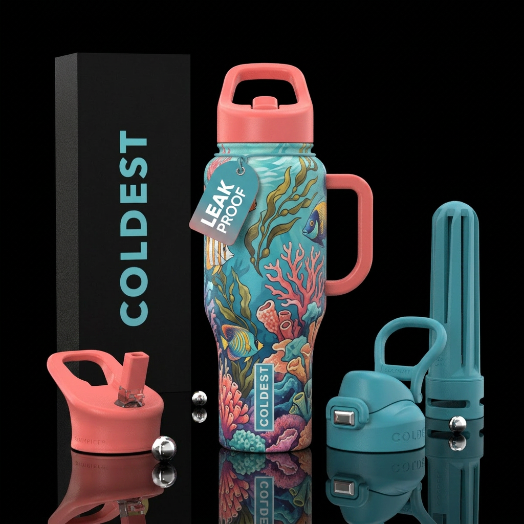 Coral sea dreaming water bottle design