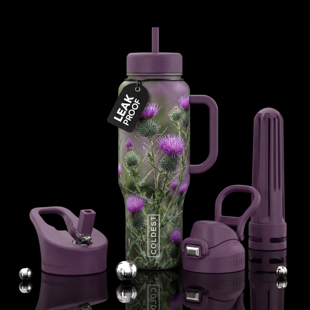Wild thistle water bottle design