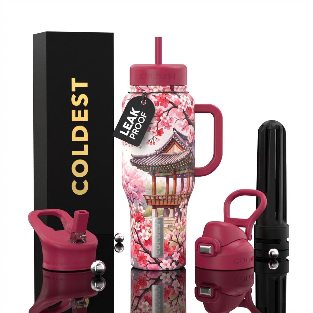 Korean Cherry Blossoms water bottle design