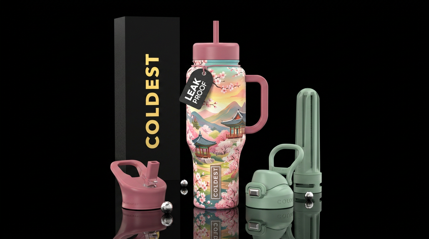 Korea in springtime water bottle design
