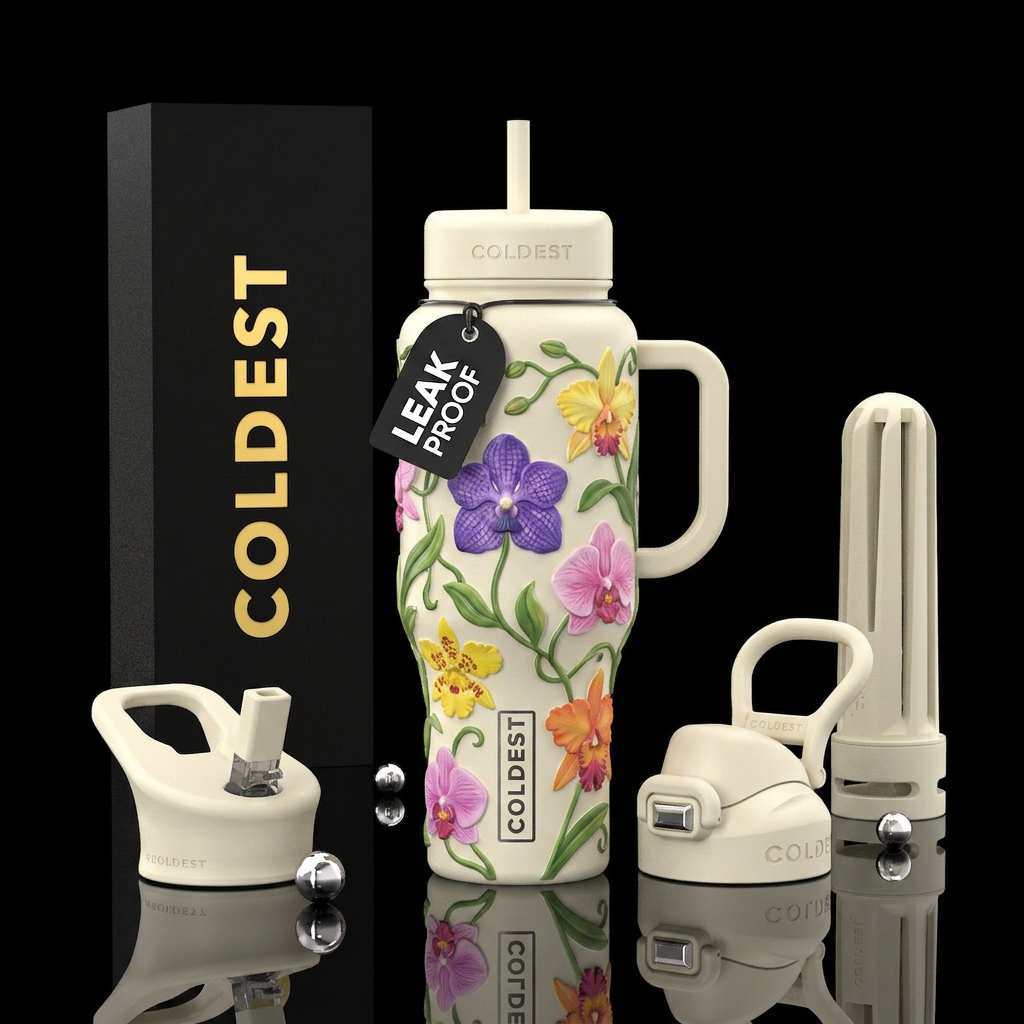 Orchid Mania water bottle design