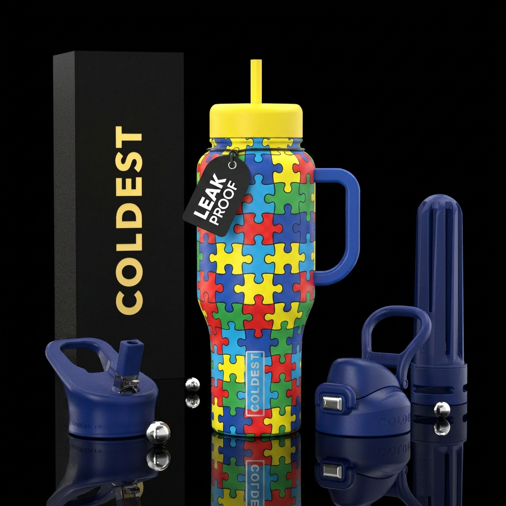 autism awarness water bottle design