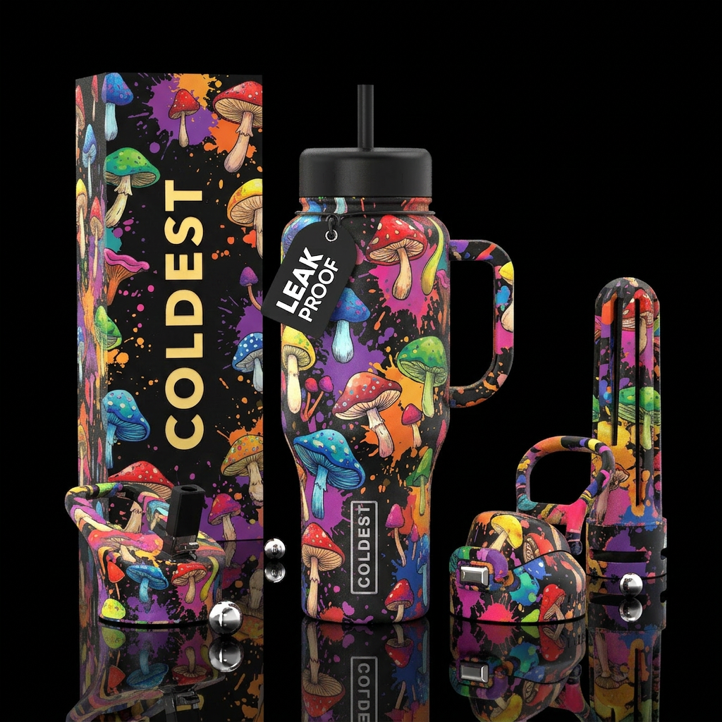 Mushroom Splatters water bottle design