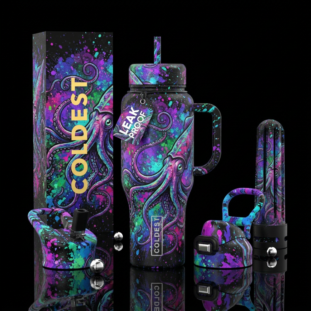 Giant Squid Splatters water bottle design
