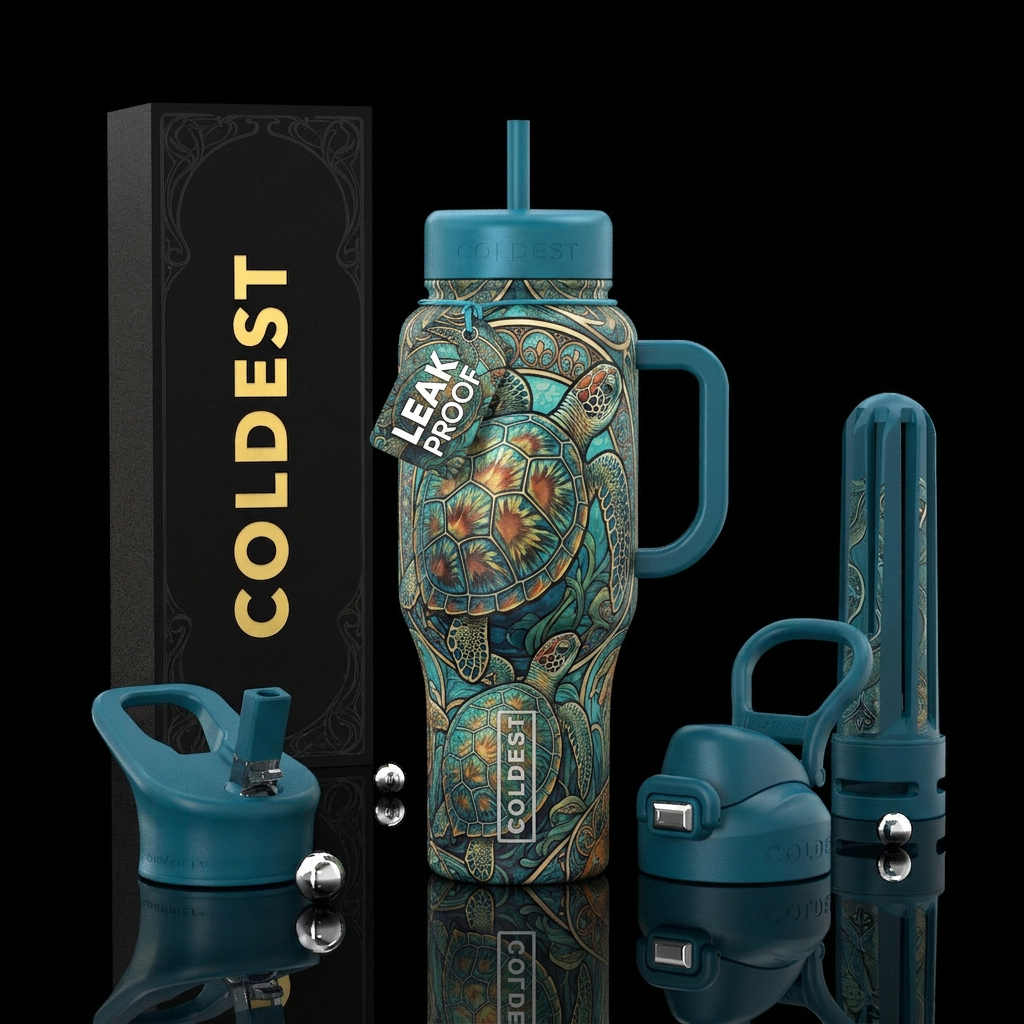 Turtles art nouveau style water bottle design