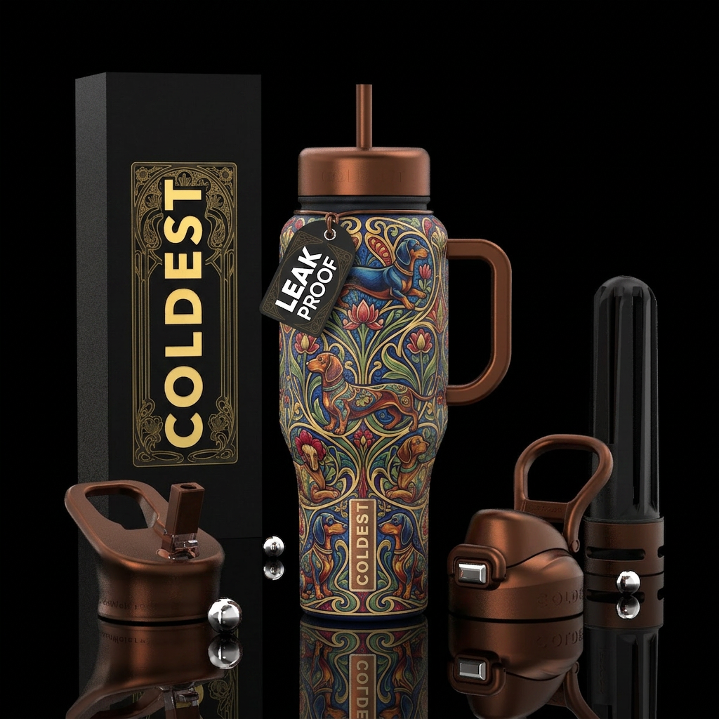 dachshunds art nouveau style water bottle design