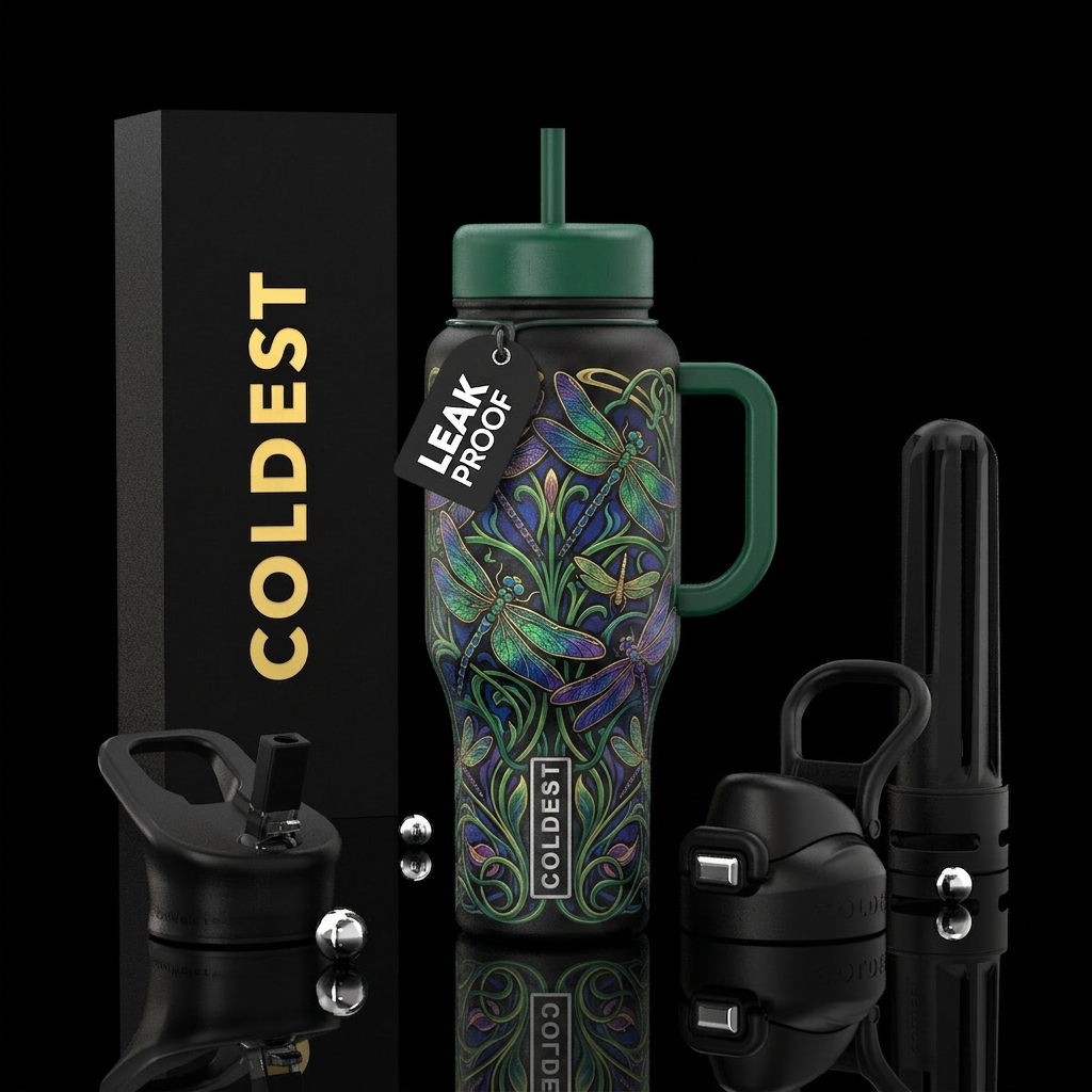 dragonfly art nouveau style water bottle design