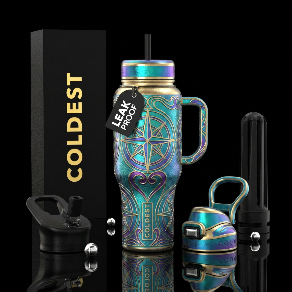 follow your heart art nouveau water bottle design