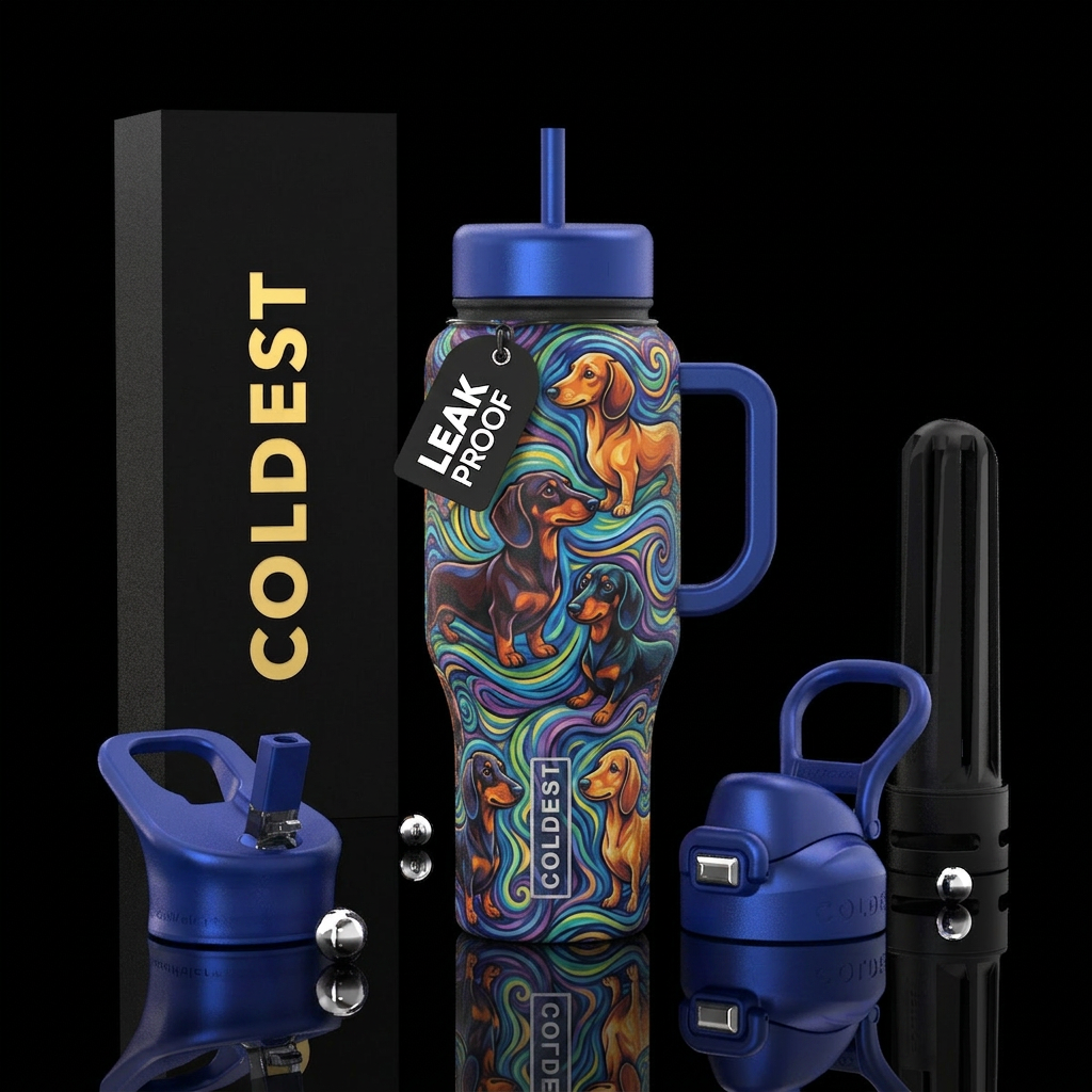 Dachshund daze water bottle design