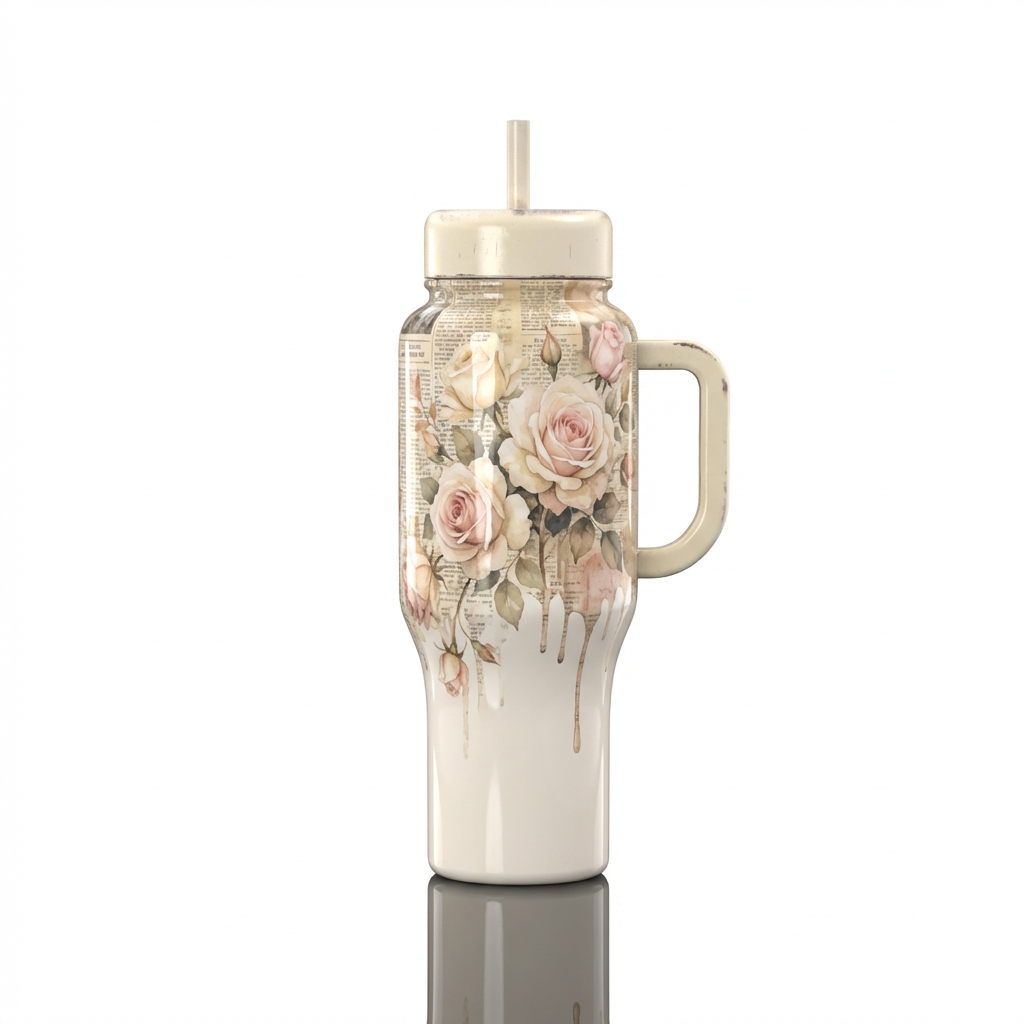 Vintage Roses water bottle design