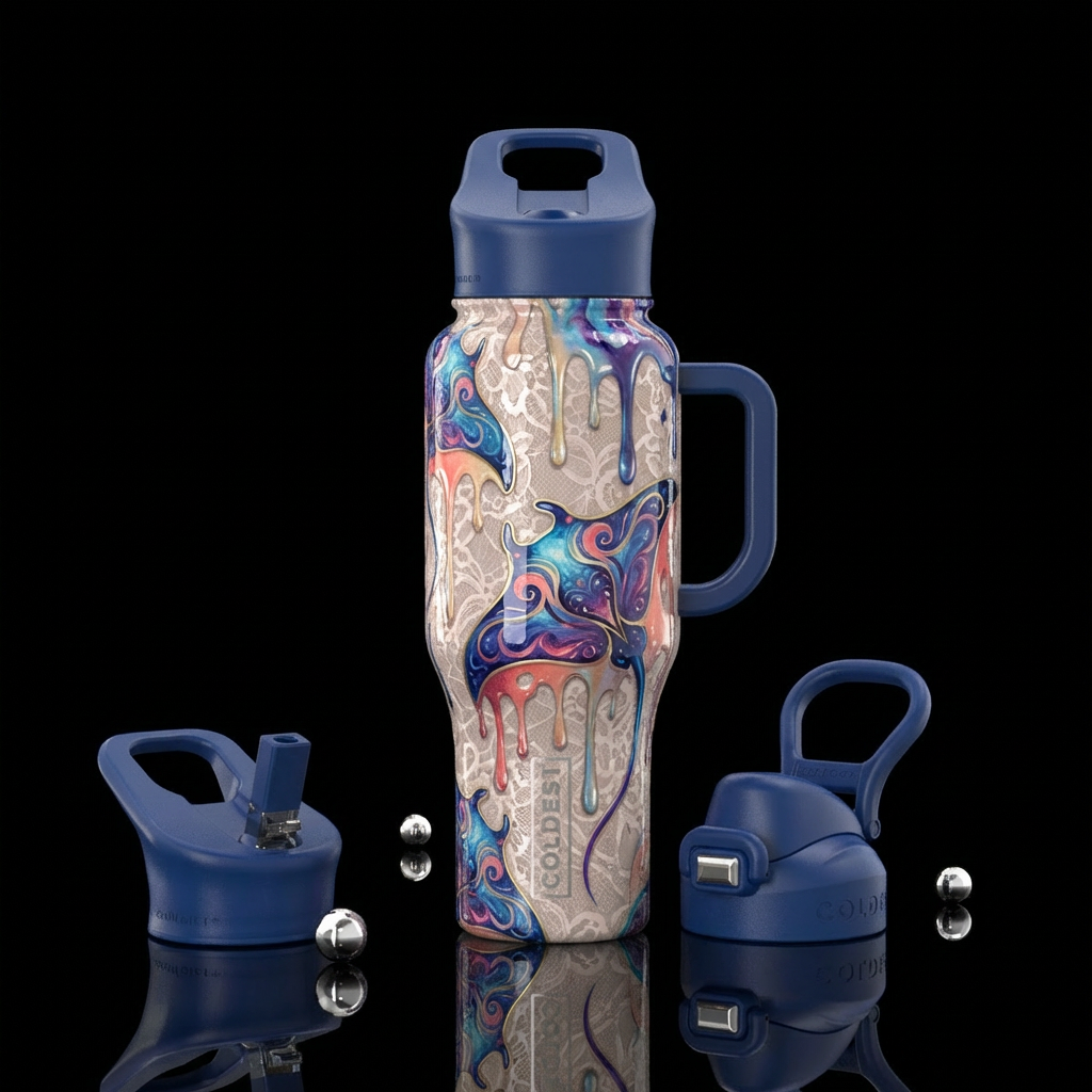 Lace, Pale or Neutral tone, Seamless, shiny, whims... water bottle design