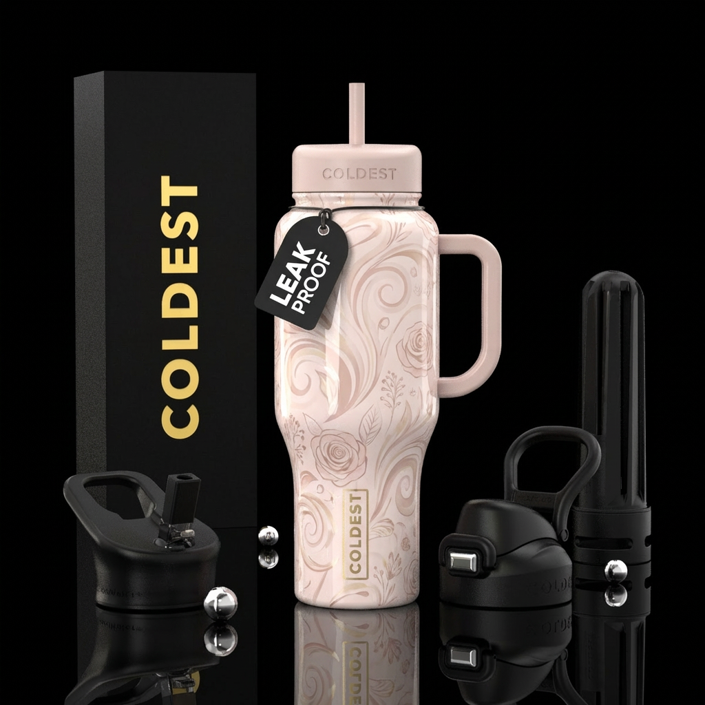 Subtle, pale color, shiny, seamless, painted, rose... water bottle design