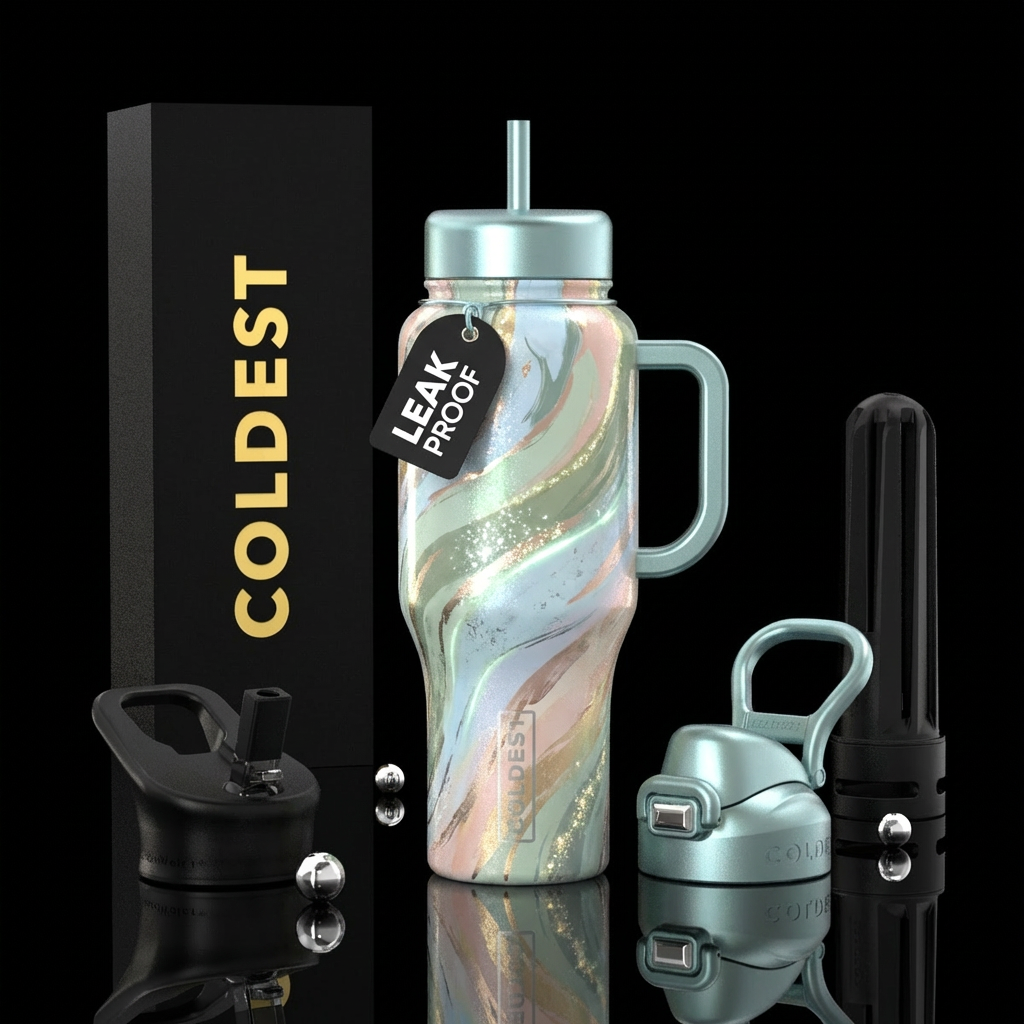 Pale colors, shiny, seamless, painted, abstract, b... water bottle design