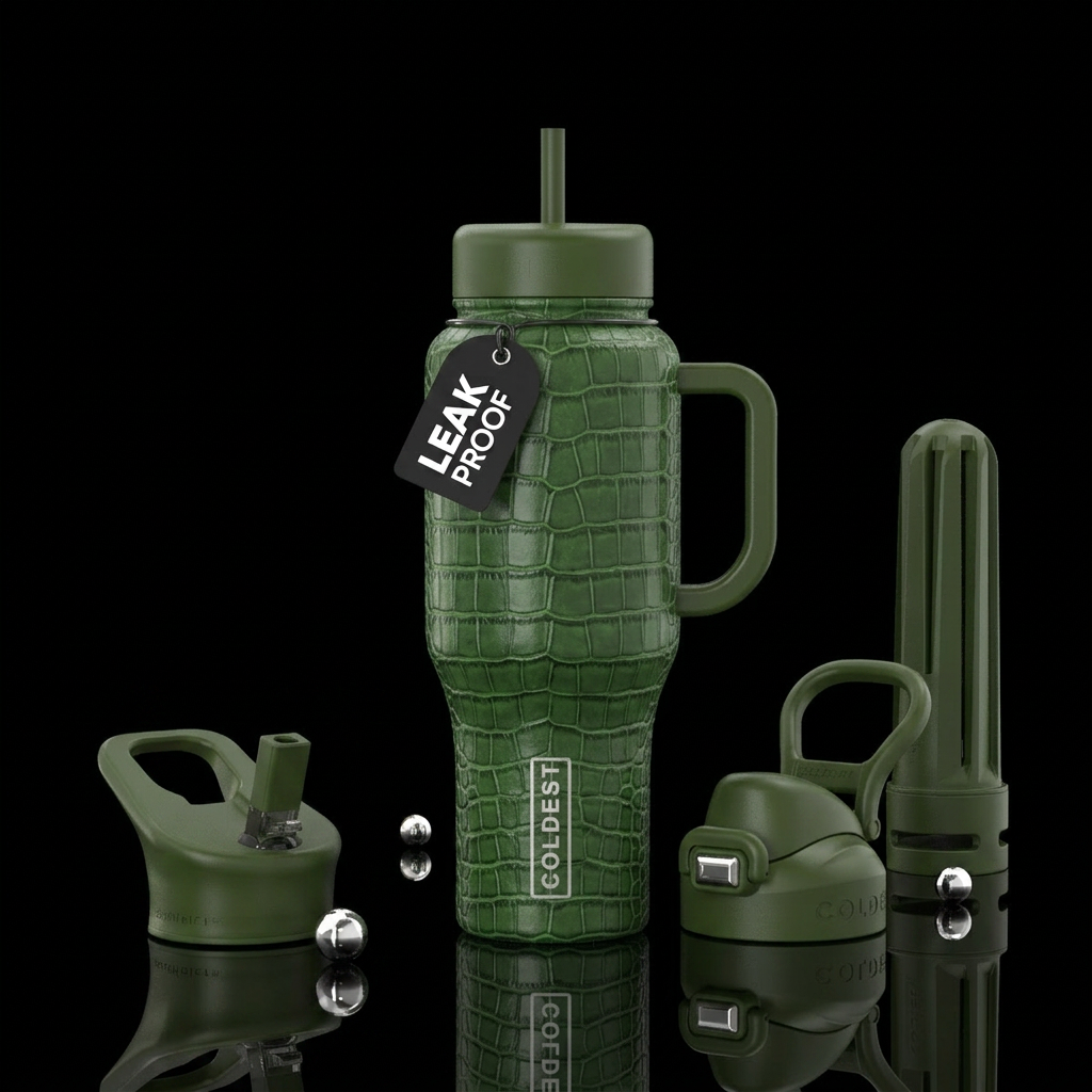 alligator and alligator skin water bottle design