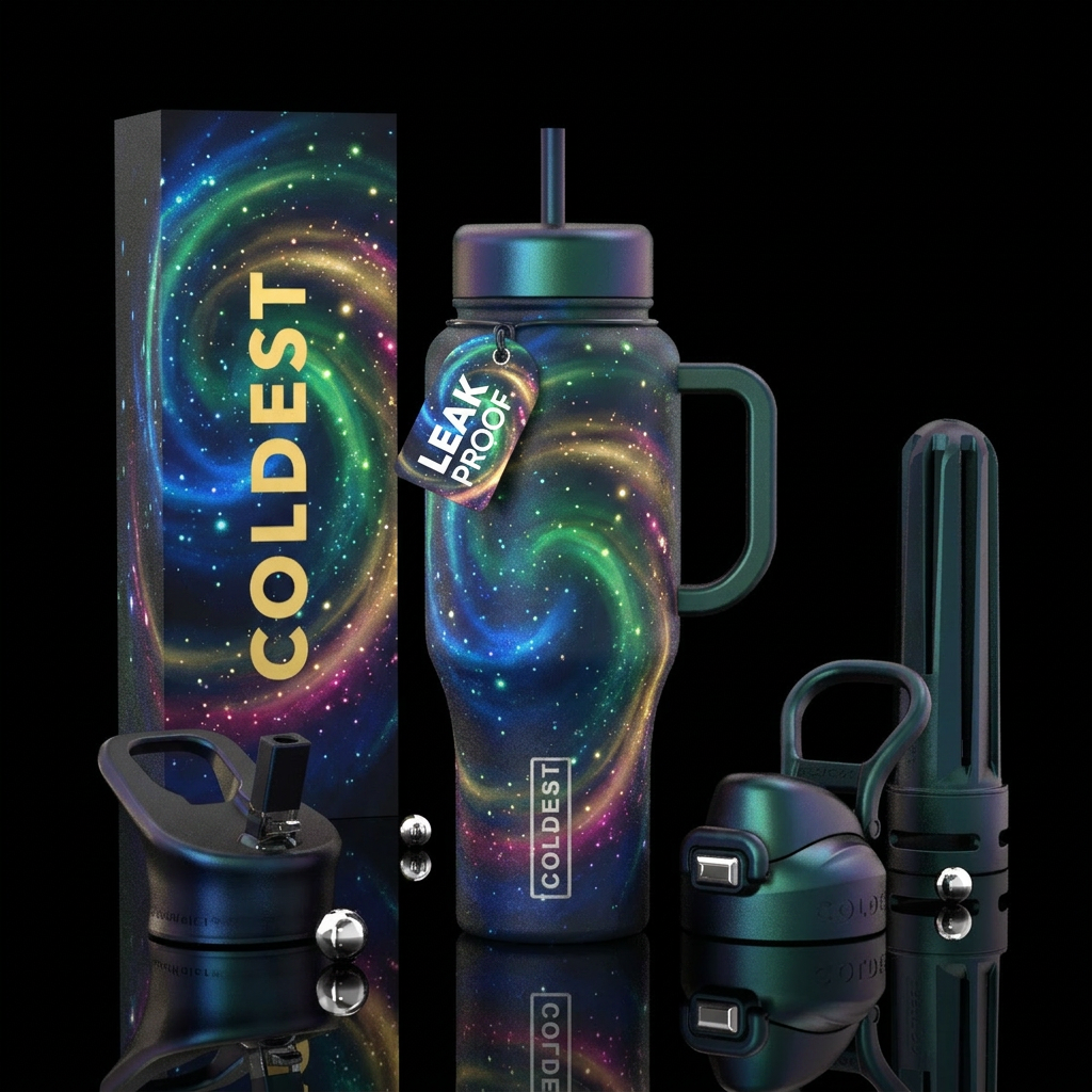 whimsical, firefly, glowie water bottle design