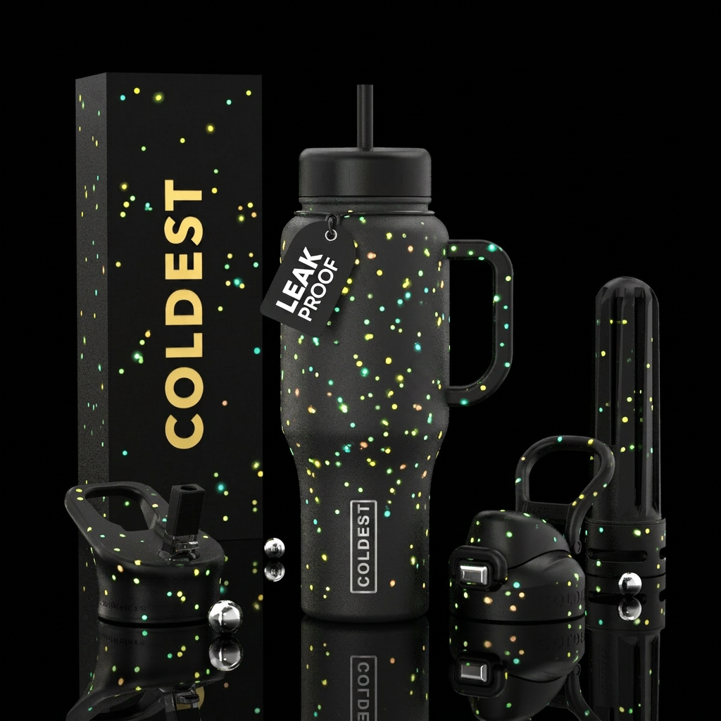 whimsical, firefly, glowie water bottle design