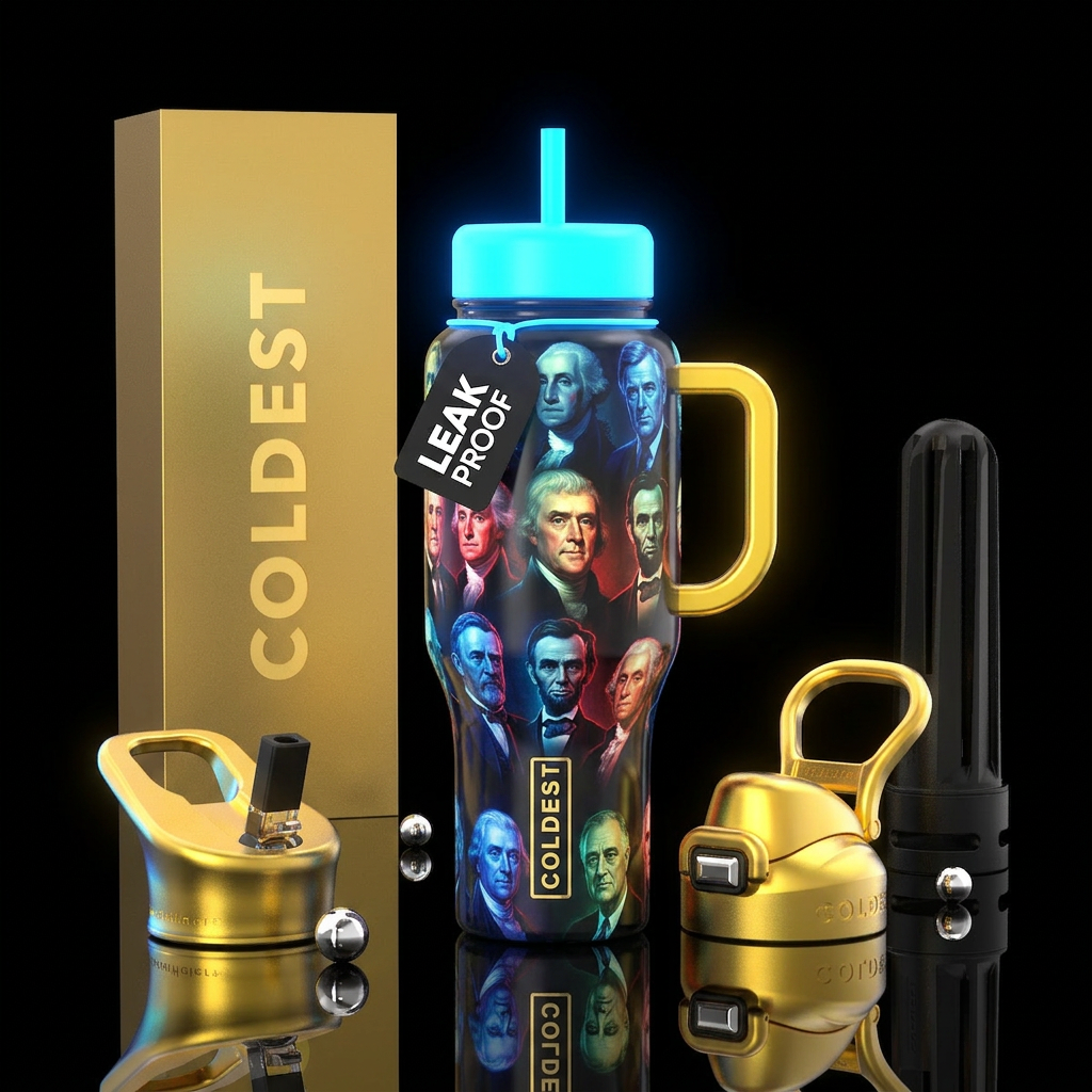 all the president faces glowie water bottle design