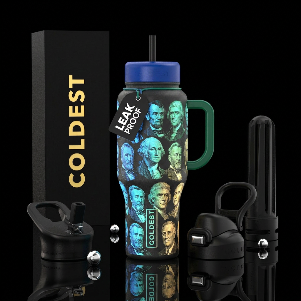 all the president faces glowie water bottle design