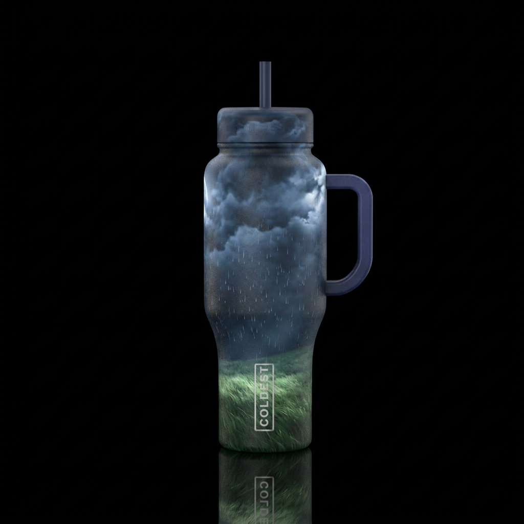 Stormy Nights.  Smoky clouds in a dusky night sky ... water bottle design