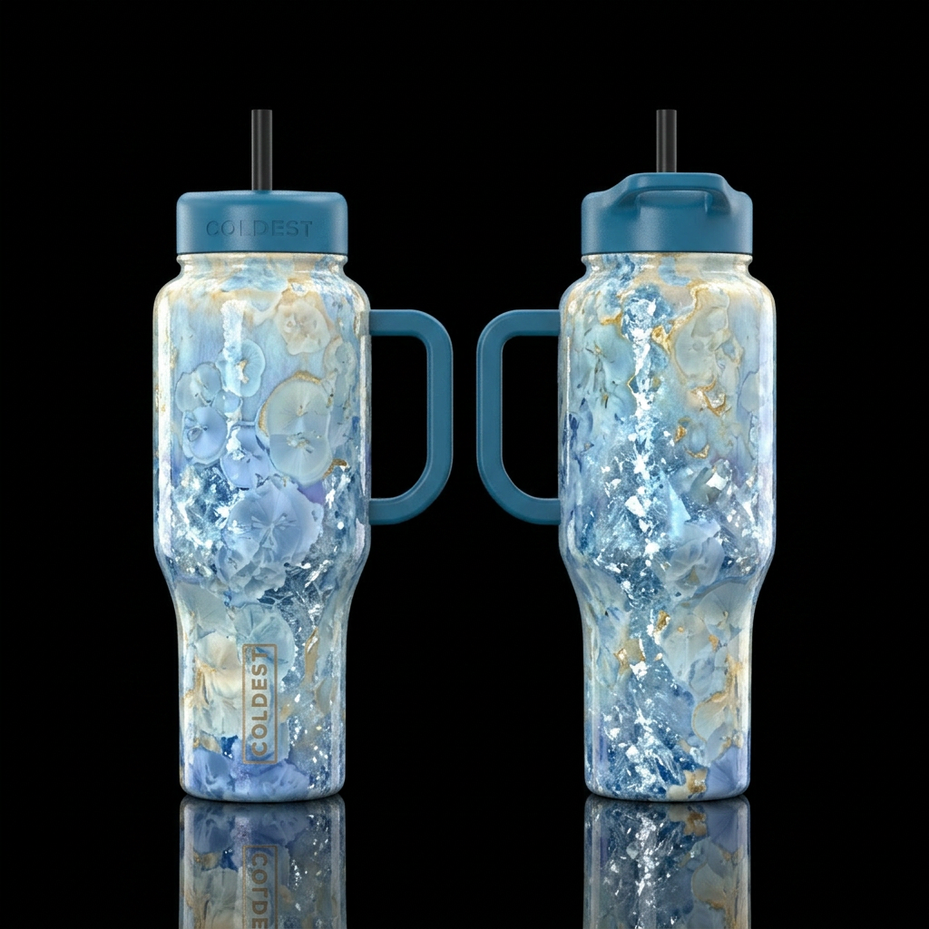 Crystalline glaze.   Campbell’s Pottery inspired d... water bottle design