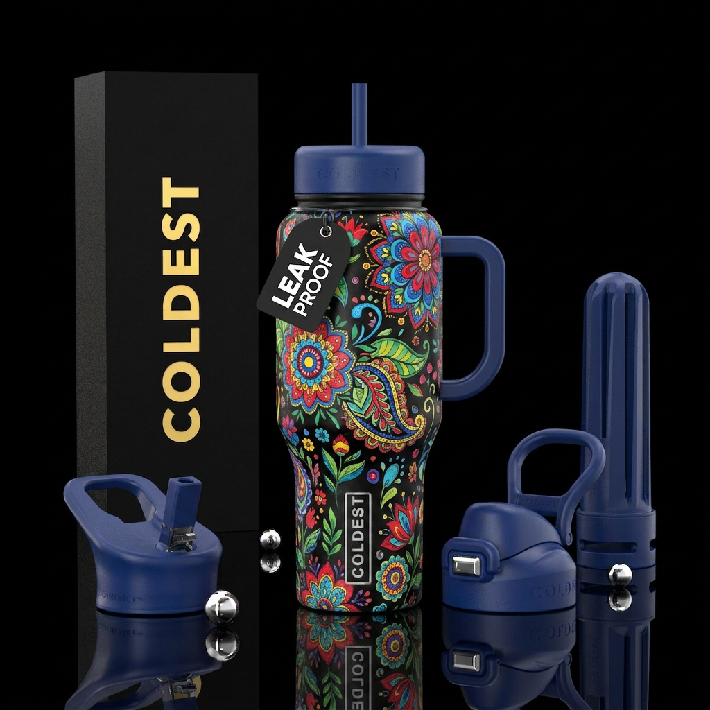 Boho Blossoms water bottle design
