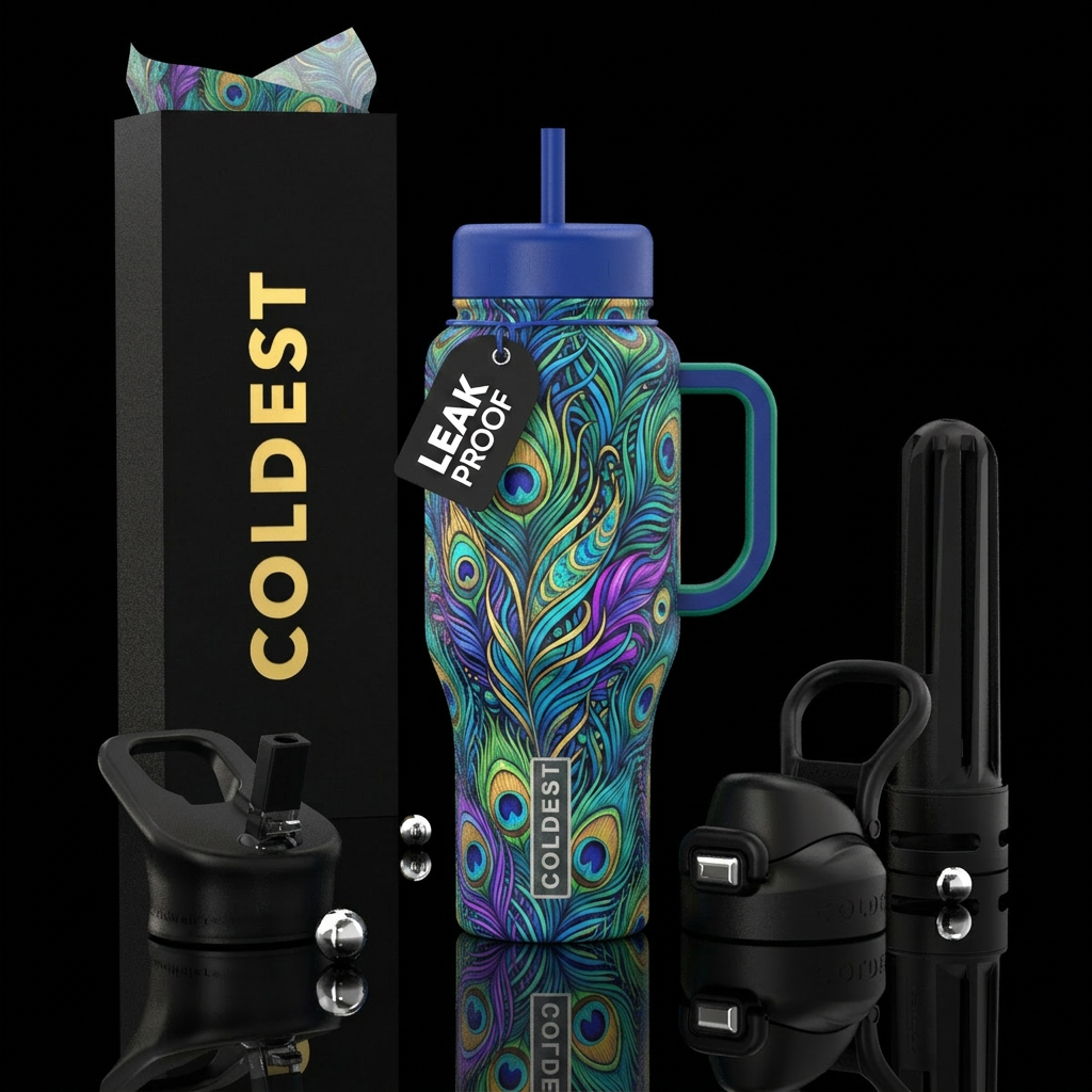 Peacocks water bottle design