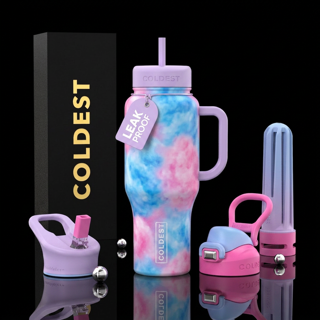 Cotton Candy Clouds water bottle design
