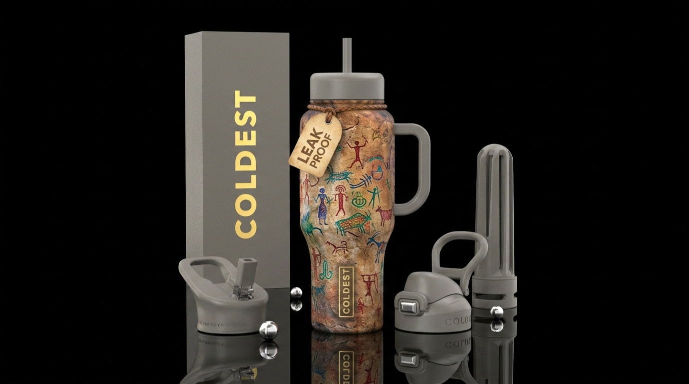 Cave Man water bottle design