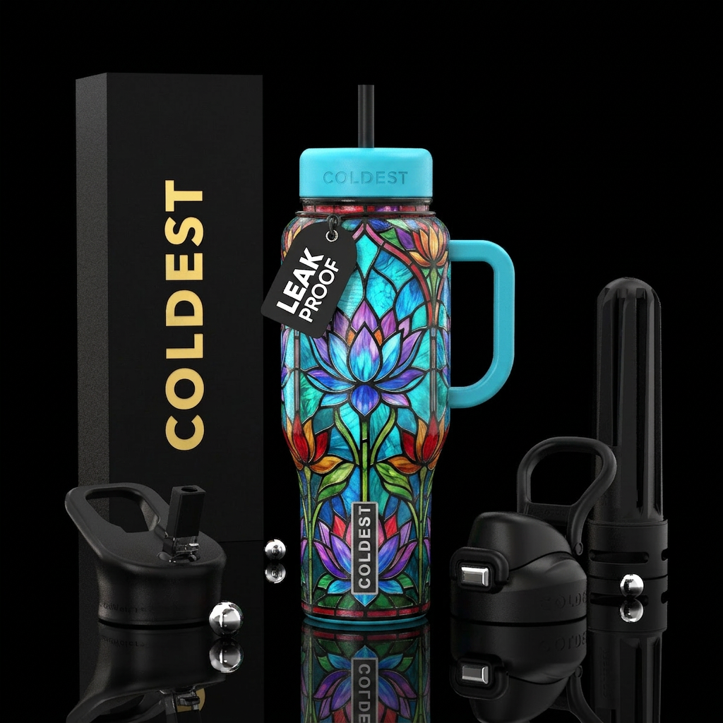 STAINED LOTUS water bottle design