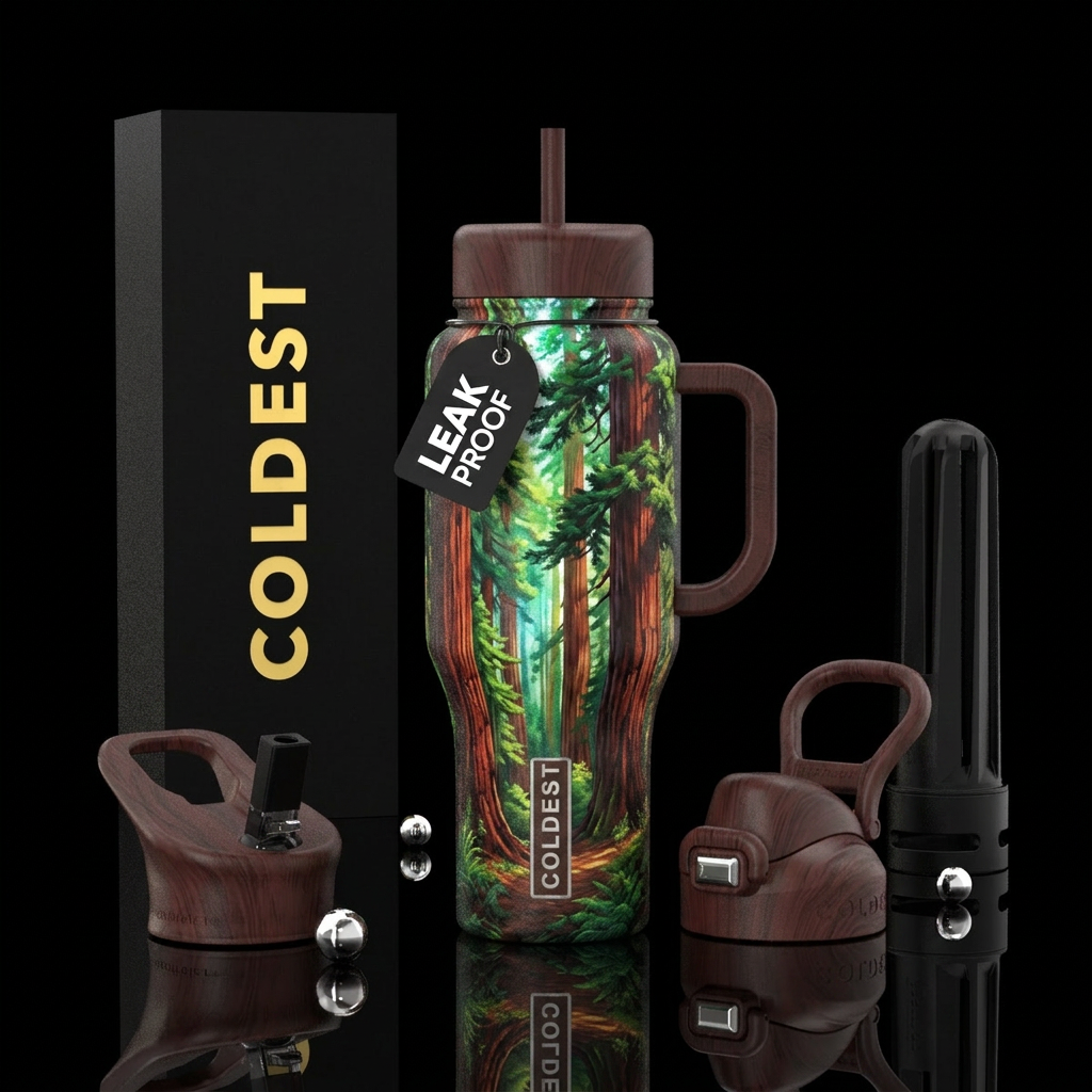 Redwoods in California water bottle design