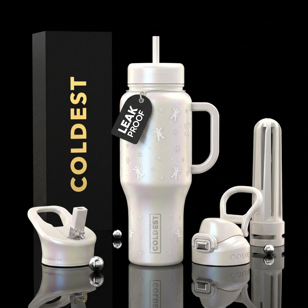 snow angels water bottle design