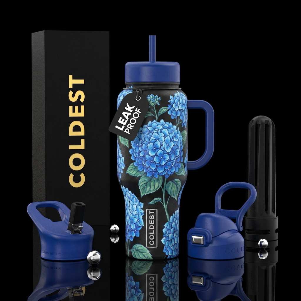 Hydrangea water bottle design