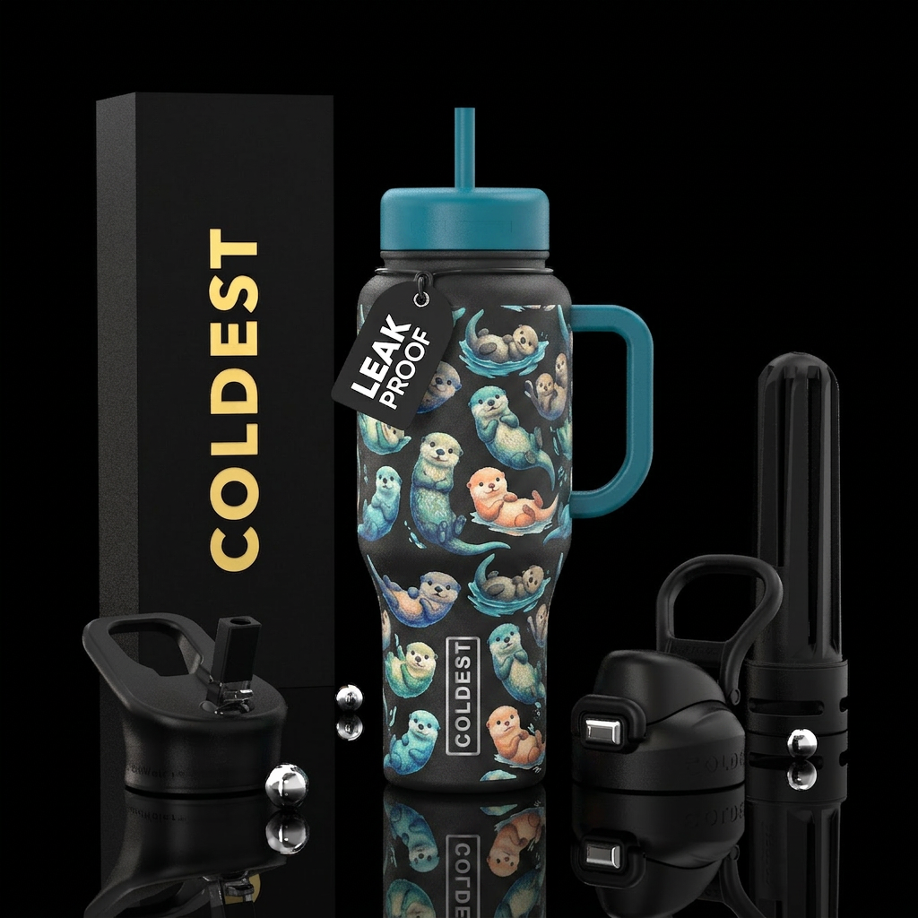 Baby otters water bottle design