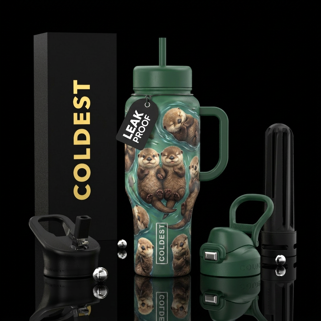 Baby otters water bottle design