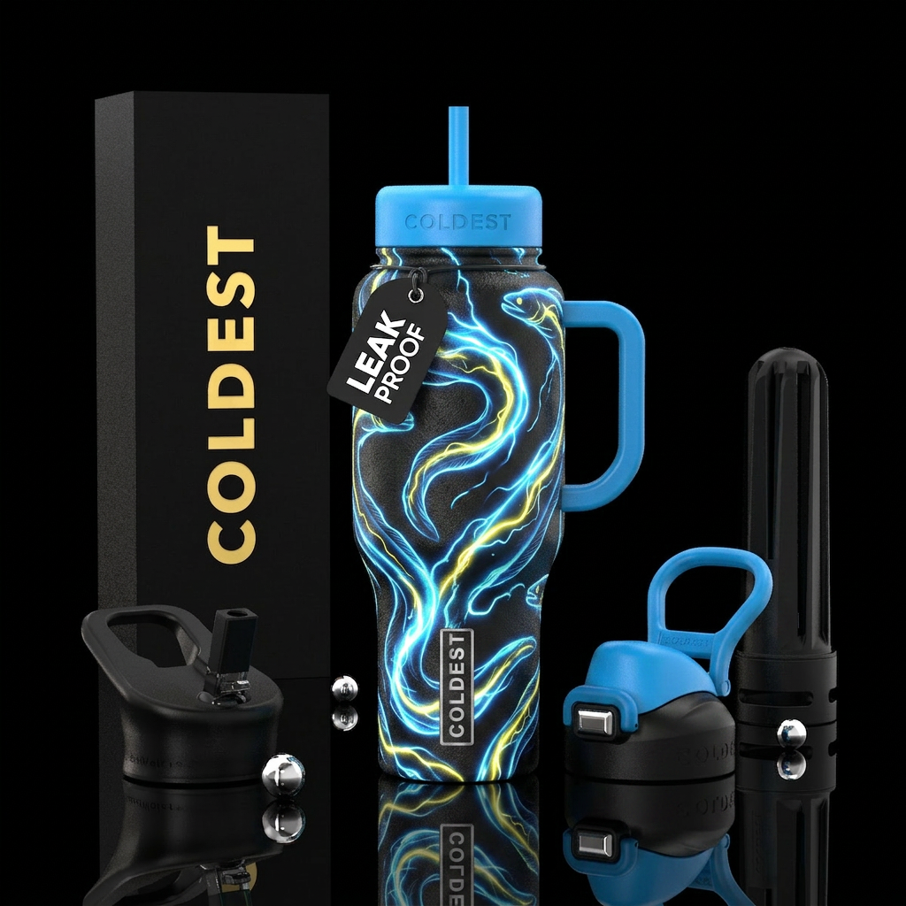 Shocking electric eels water bottle design
