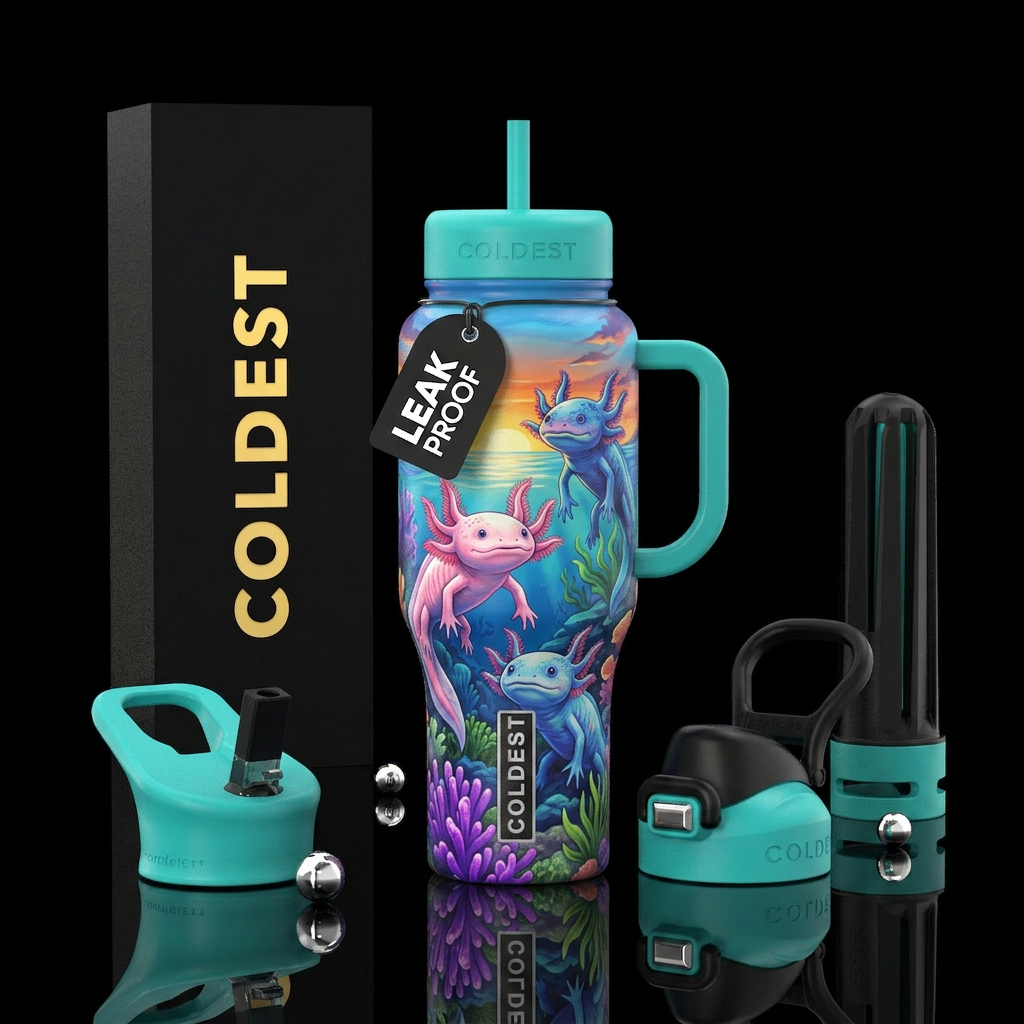 Axolotl water bottle design
