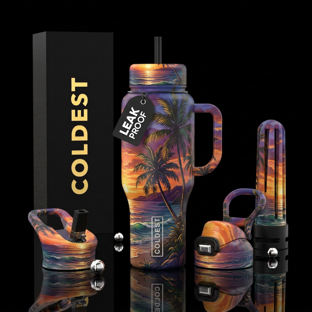 Sunset desires with ocean water bottle design