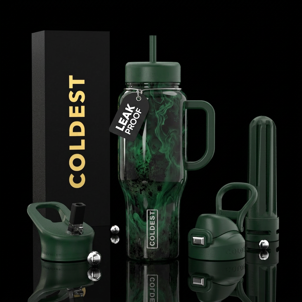 Forrest Green and  black potion water bottle design