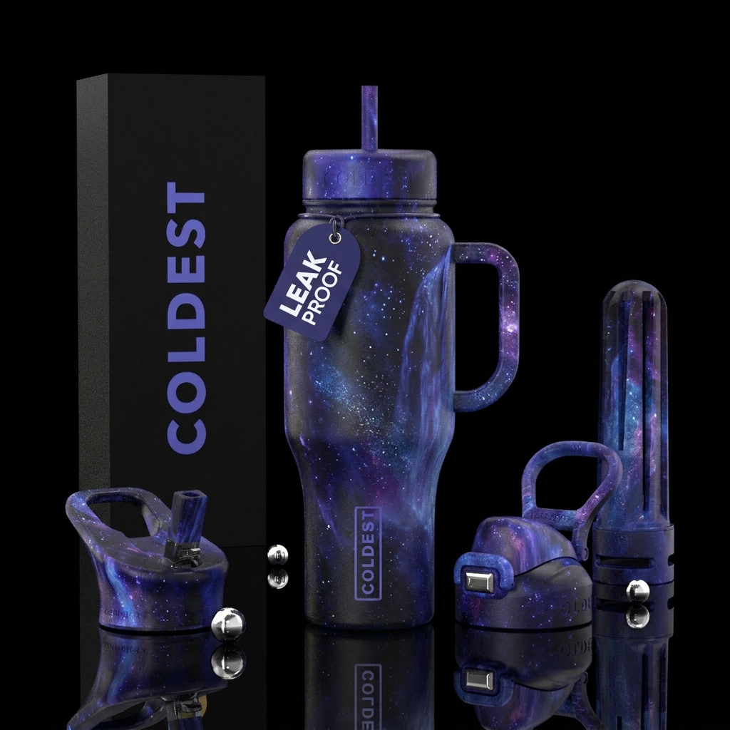 Waterfall of midnight dreams water bottle design